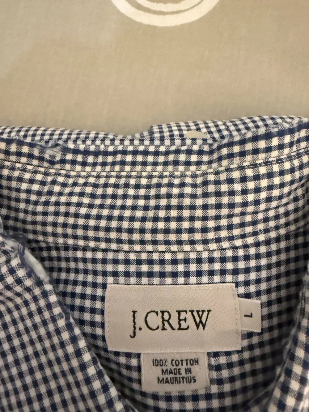 J.Crew Men’s Navy Blue Gingham Button-Down Shirt Size Large SKU064
